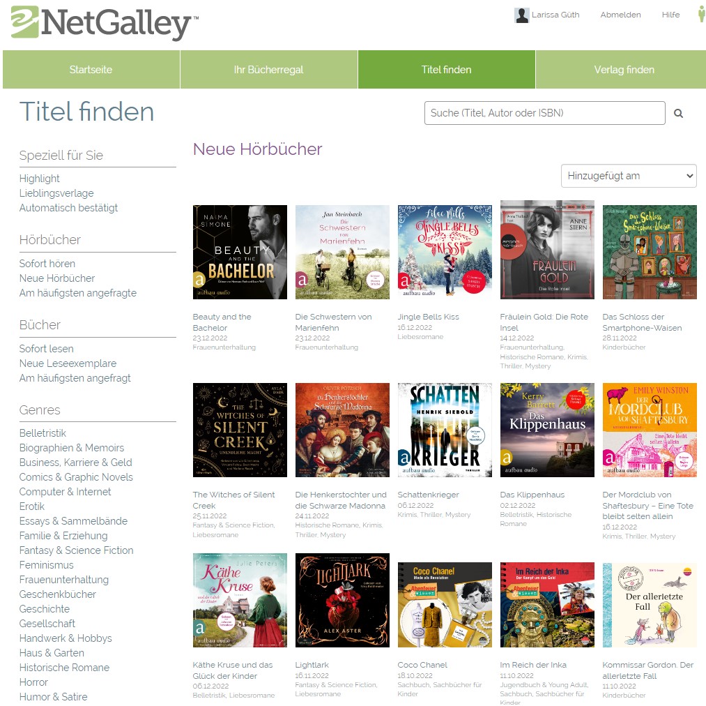 Hörbücher im NetGalley-Katalog