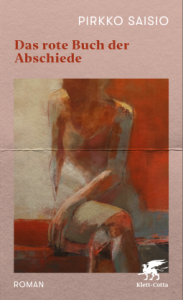 Cover von "Das rote Buch der Abschiede". Eine gemalte Frau sitzt auf einer Bank, die Beine überschlagen und nach links unten blickend.